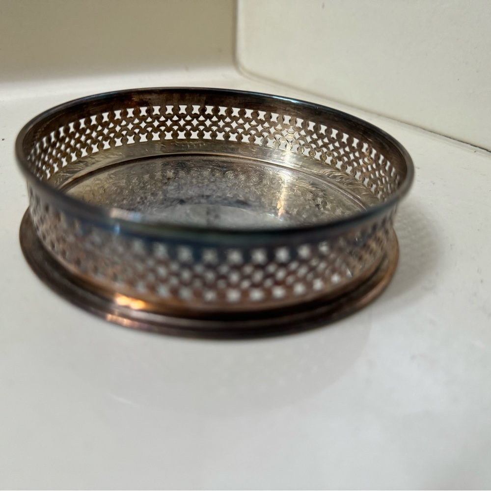 WALLACE Silverplate Wine Bottle Coaster or Coaster Holder vintage antique